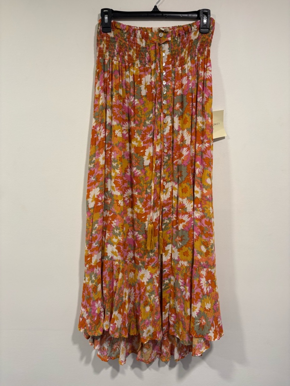 Cynthia Rowley Orange Floral Smocked Maxi Skirt - Picture 11 of 11